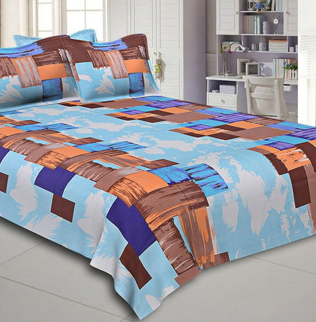 Brown and Purple Modern Design Cotton Double Bed Sheet