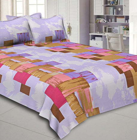 Purple and Pink Modern Design Cotton Double Bed Sheet