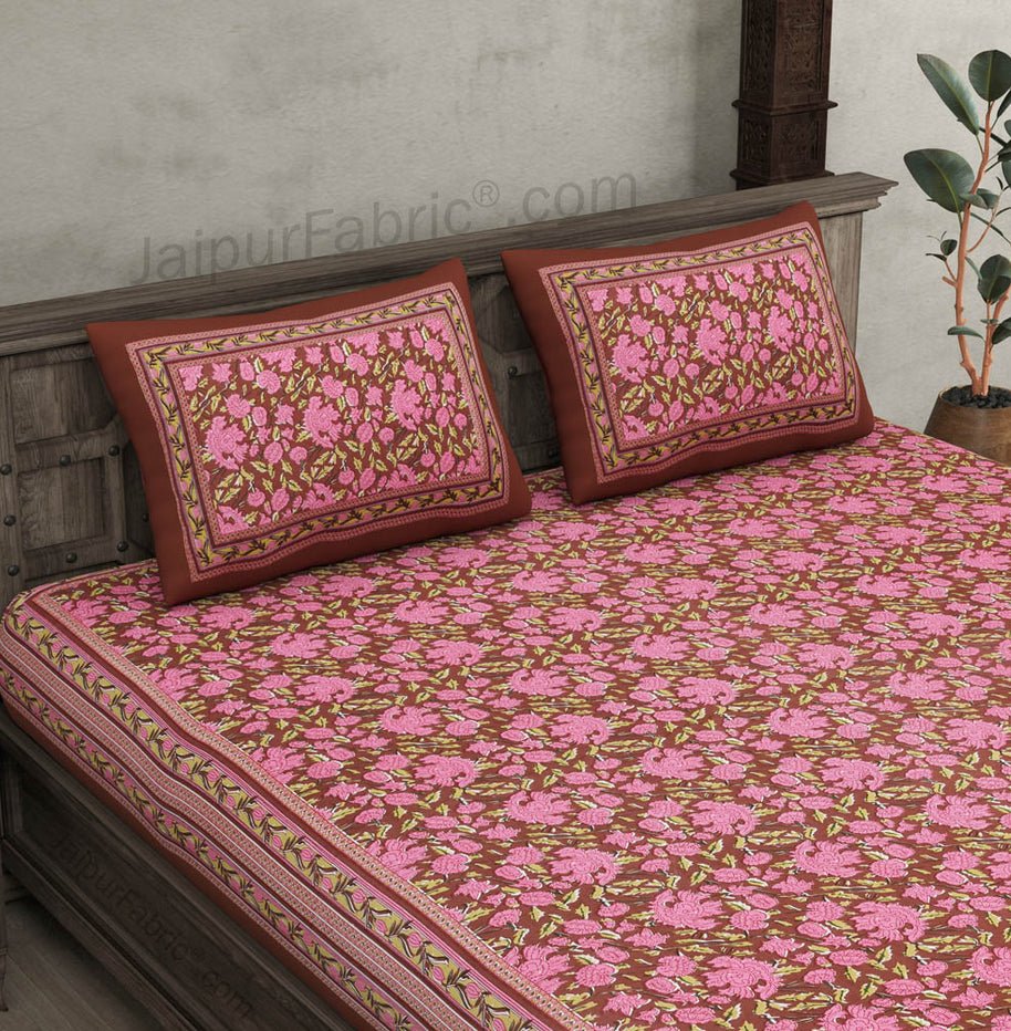 Maroon Floral Decor Double Bedsheet