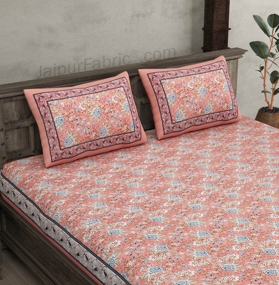 Pink Floret Bed Double Bedsheet