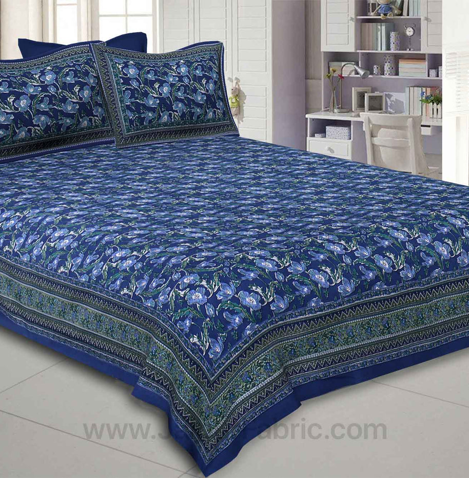 Blue Iconic Iris Double Bedsheet