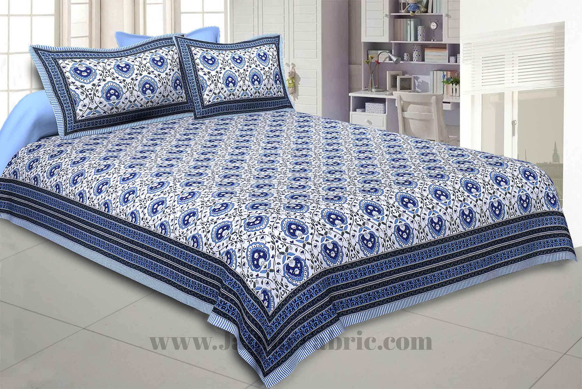 Flickering Bale Blue Double Bedsheet