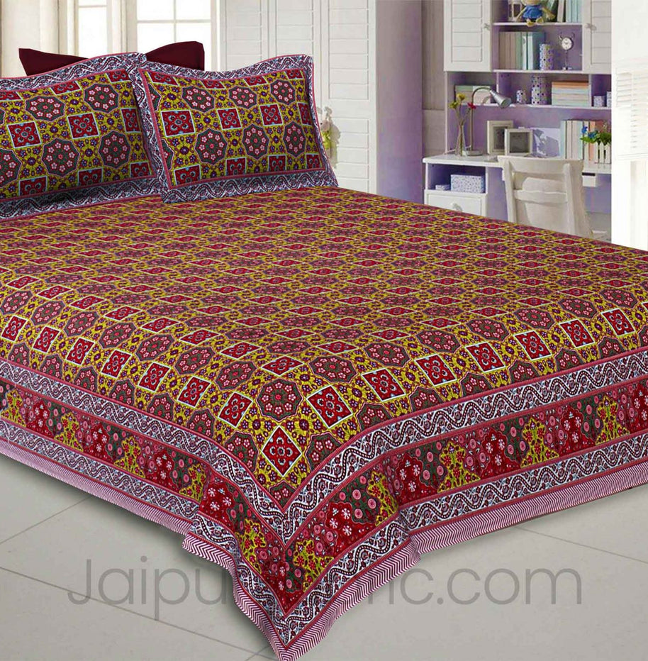 red yellow sparkling motif double bedsheet