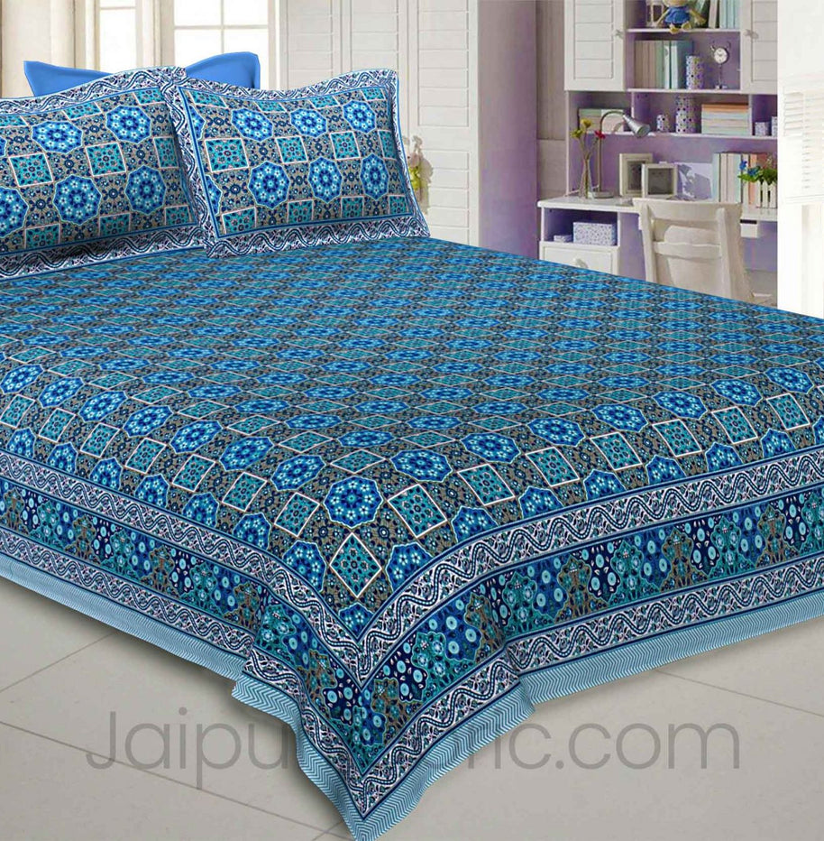 blue grey sparkling motif double bedsheet