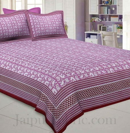 Floret Kingdom Pink Double Bedsheet