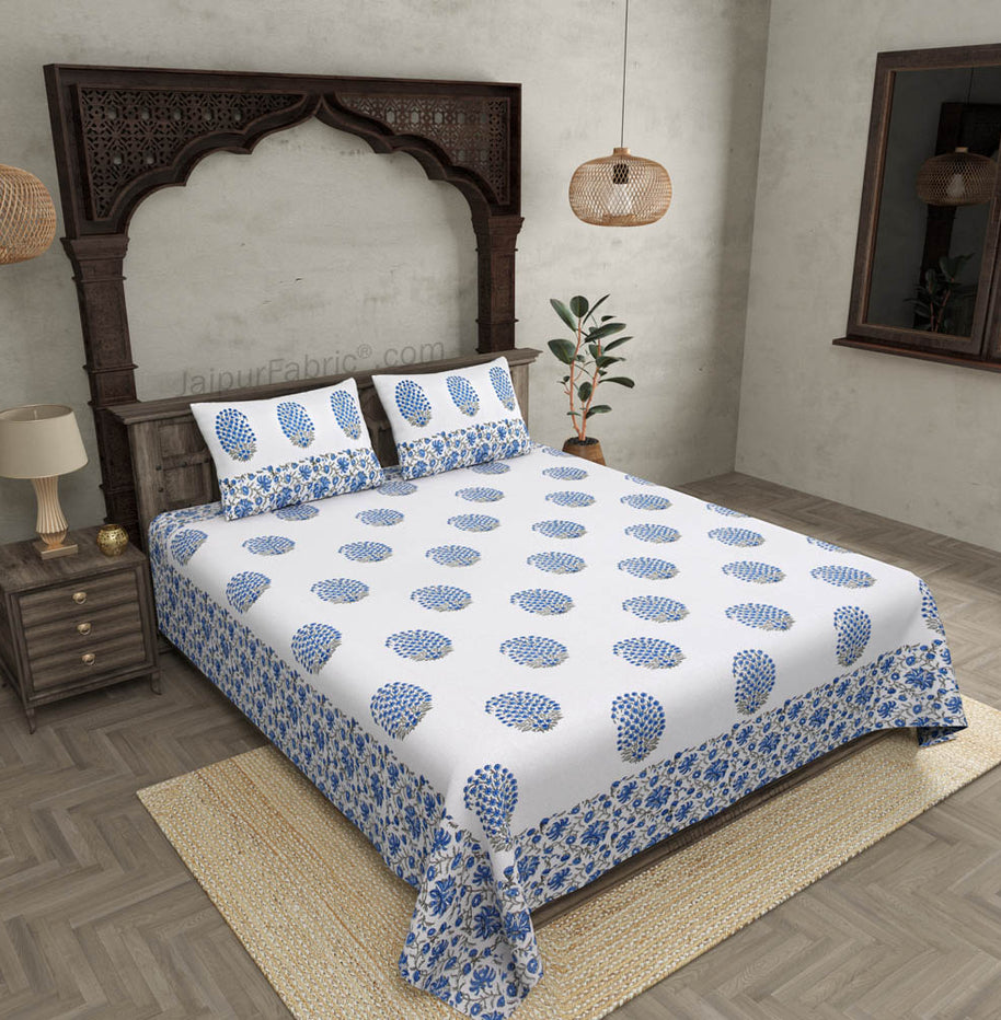 Princely Paisley Hand Block Print Double Bedsheet