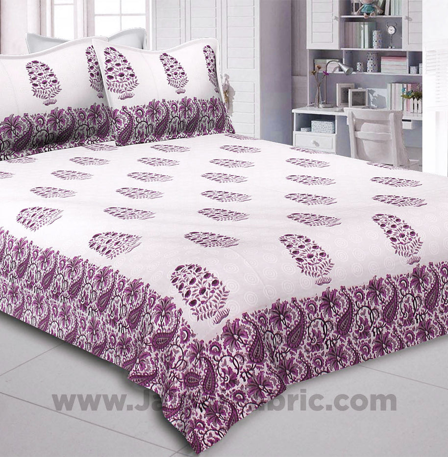 Purple Gamla Hand Block Print Double Bedsheet