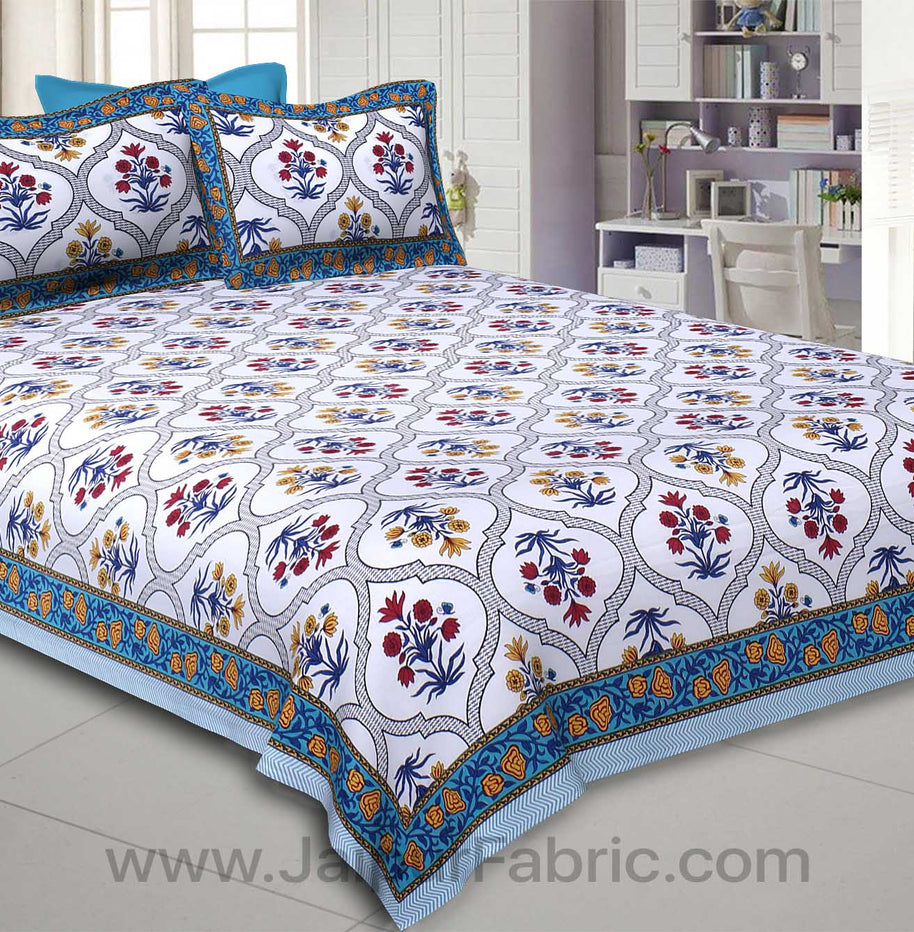 Blue Celebrations Double Bedsheet