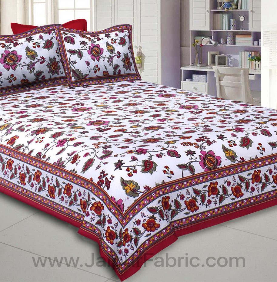 Maroon Jungle Jamboree Double Bedsheet