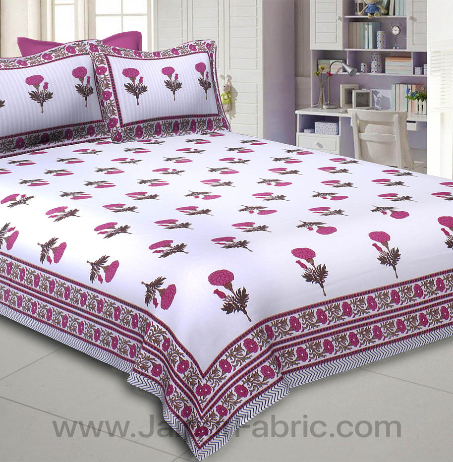 Pink Mystic Marigold Double Bedsheet