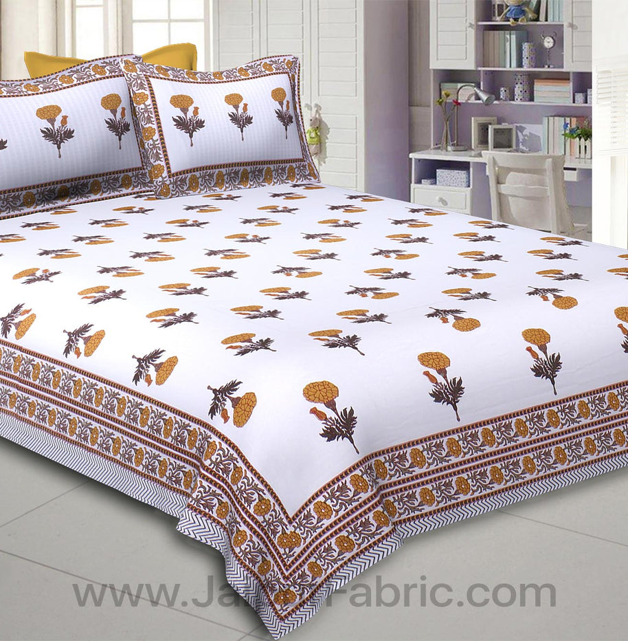 Mustard Mystic Marigold Double Bedsheet