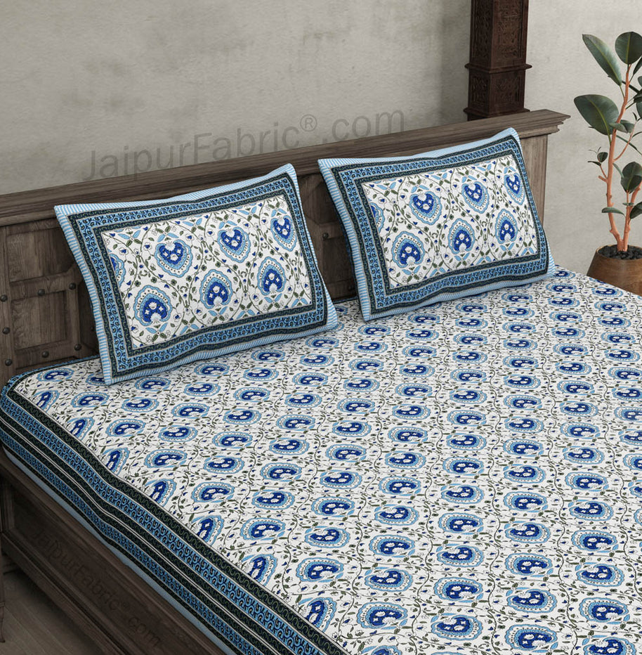 Blue Floral Corsage Double Bedsheet