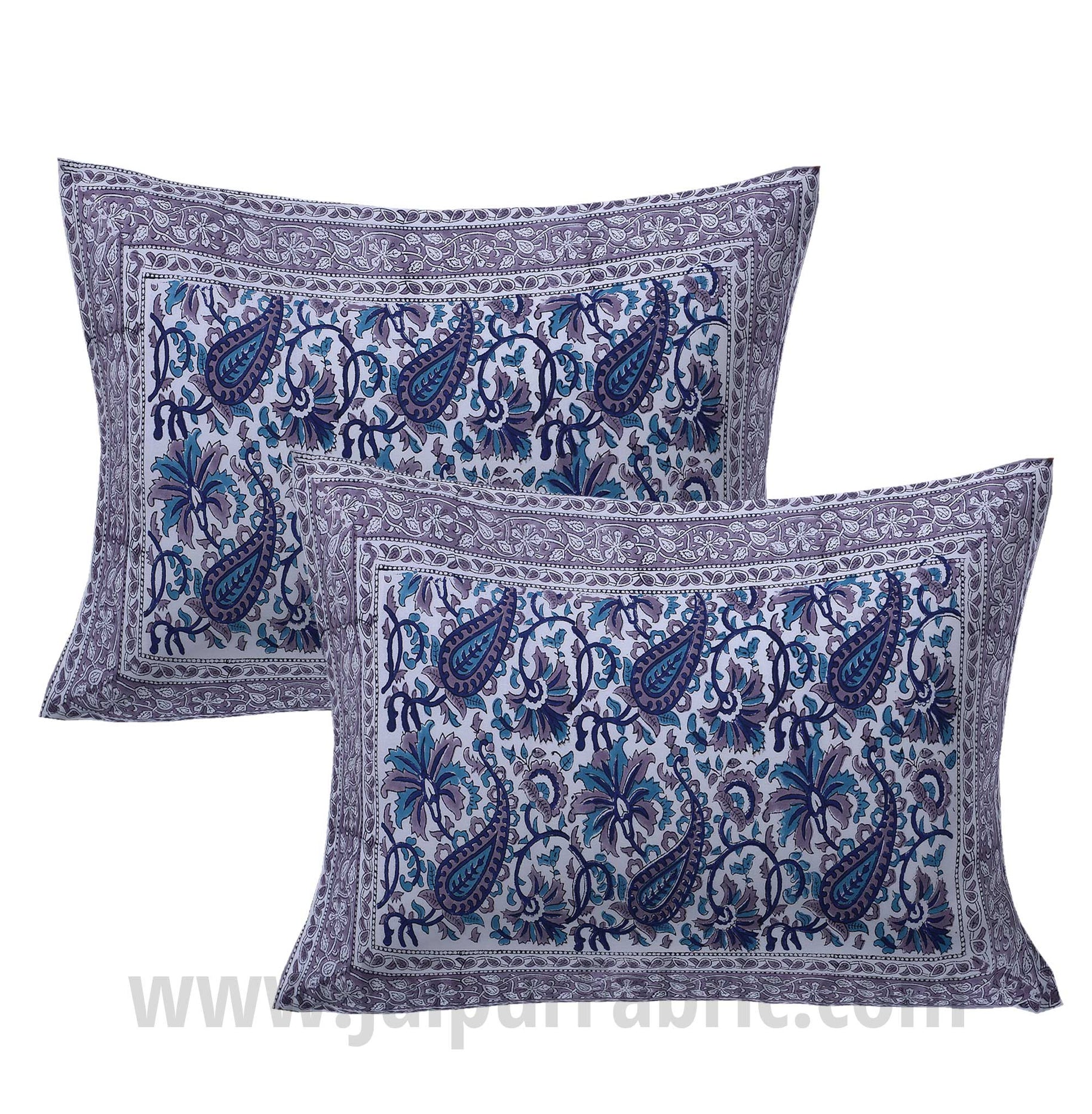 Playful Paisley Blue Hand Block Print Double Bedsheet