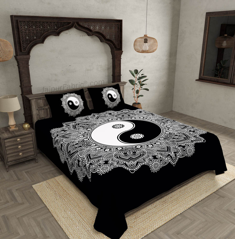 Doordarshan Print Black & White Bedsheet