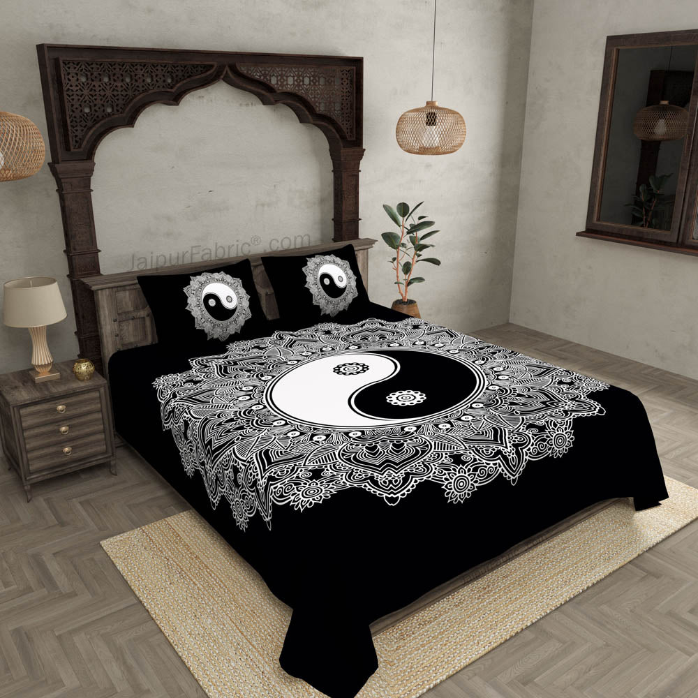 Doordarshan Print Black & White Bedsheet