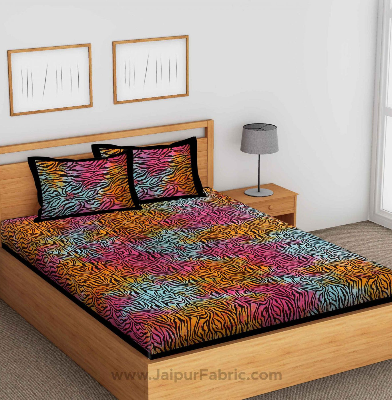 Tie And Dye Zebra Print Fine Cotton Double Bed sheet