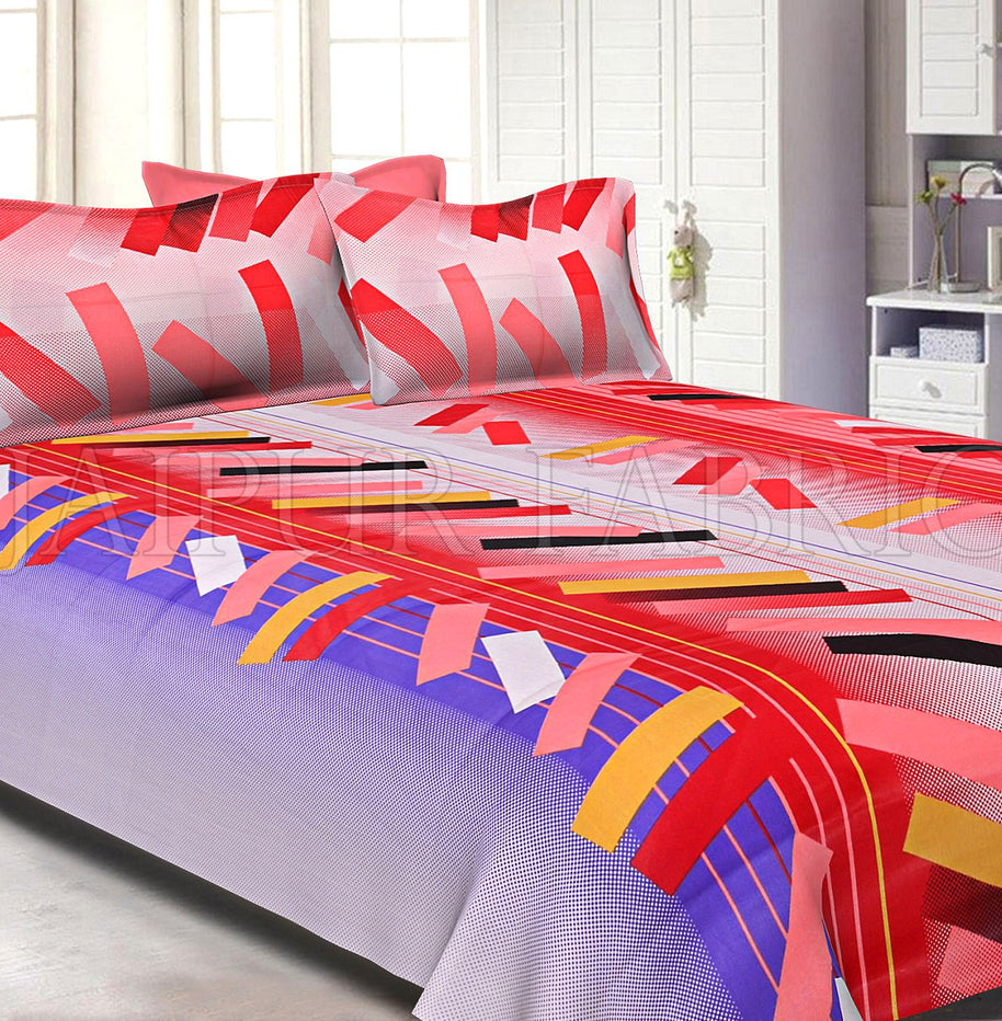 Red Purple Texture Design Cotton Double Bed Sheet