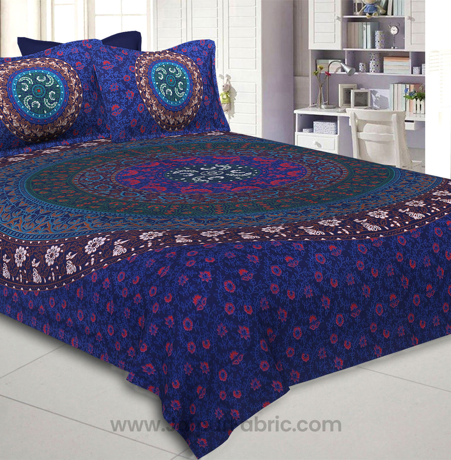 Blue Double Bedsheet Indian Mandala Tapestry Hippy Tapestries Hippie Beach Throw