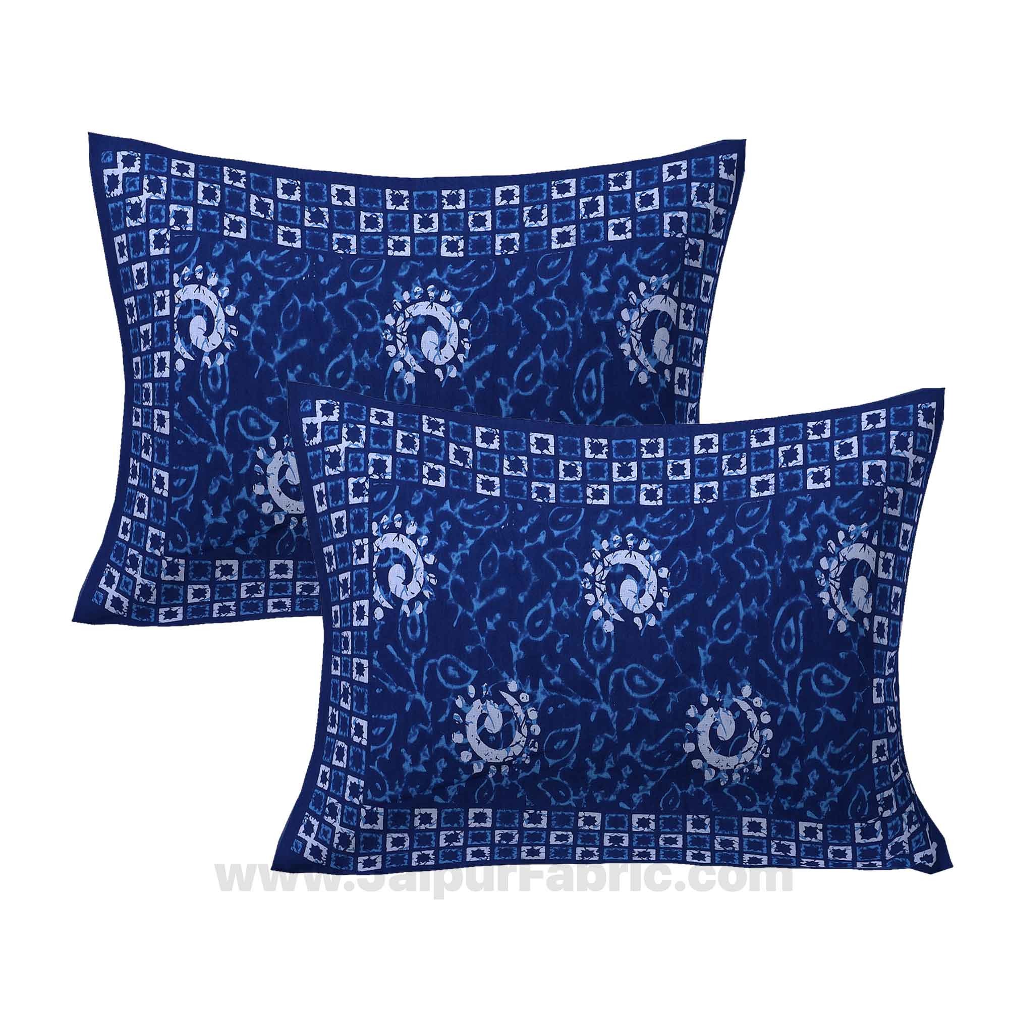 Royal Blue Rangoli Pure Cotton Jaipuri Dabu Print Bedsheet