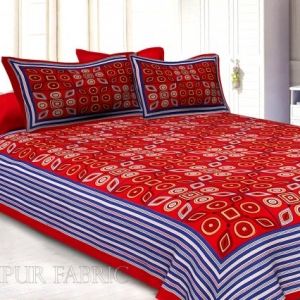 Maroon Border Maroon Base Multi Shape Pattern Screen Print Cotton Double Bed Sheet