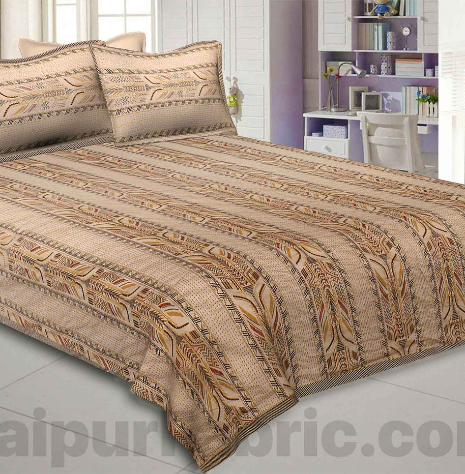 Brownish Maroon Lineal Style Kantha Thread Work Embroidery Double Bedsheet / Dohar / Light Blanket / Thin Comforter