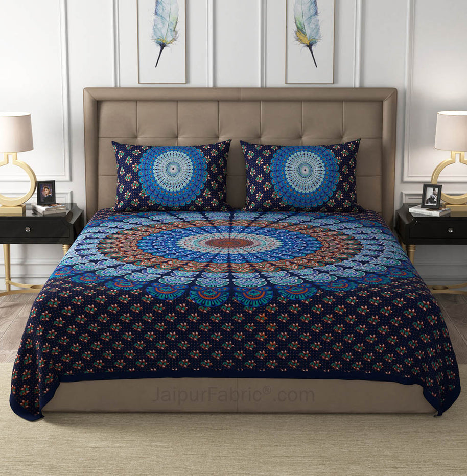 Blue Mandala Cotton Double Bedsheet