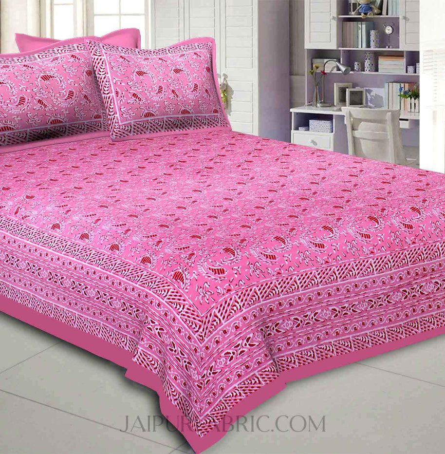 Pink Artistic Paisley Double Bedsheet