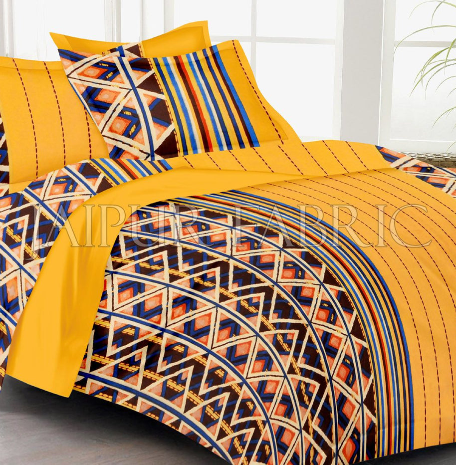 Yellow Geomatrical Print Double Bed Sheet