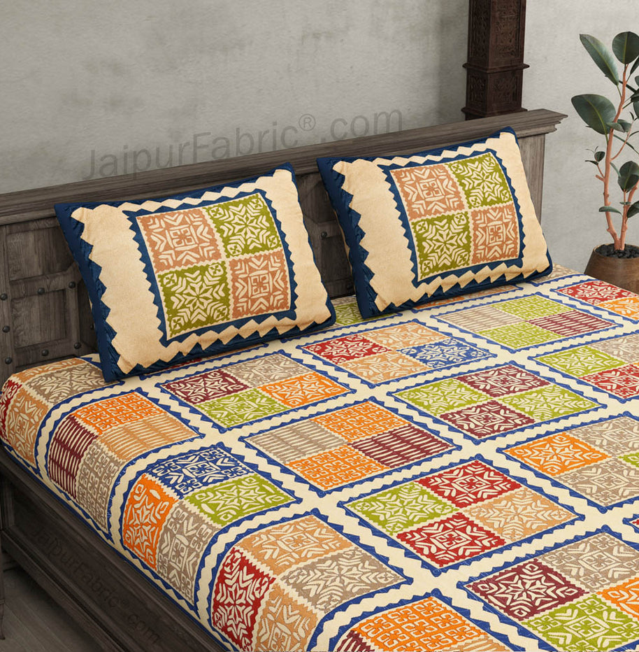 Double bedsheet Katha Barmeri Print