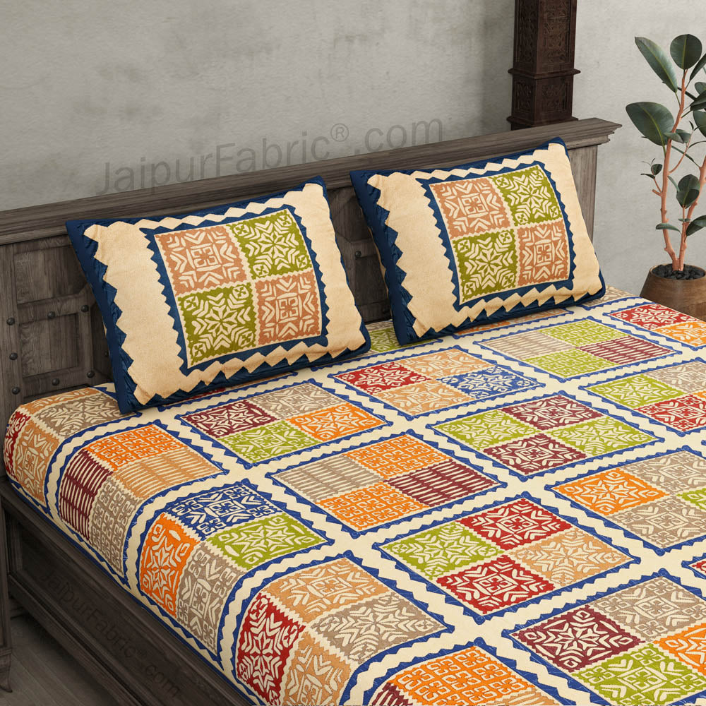 Double bedsheet Katha Barmeri Print