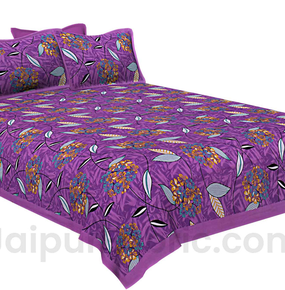 Purple Flowery Double Bedsheet