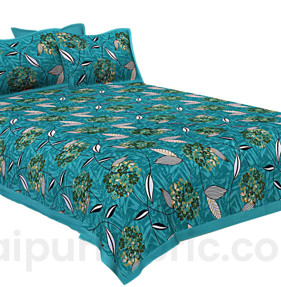 Green Flowery Double Bedsheet