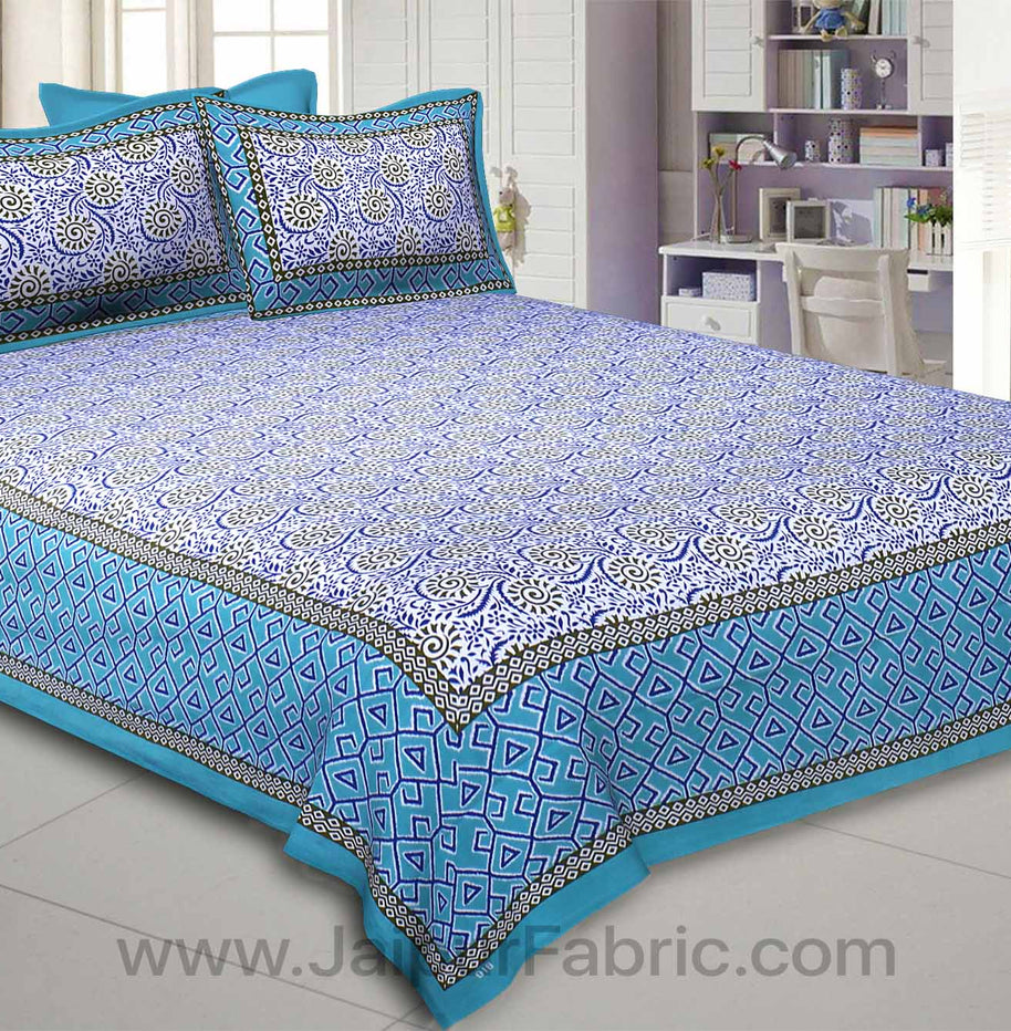 Blue Chakri Double Bedsheet