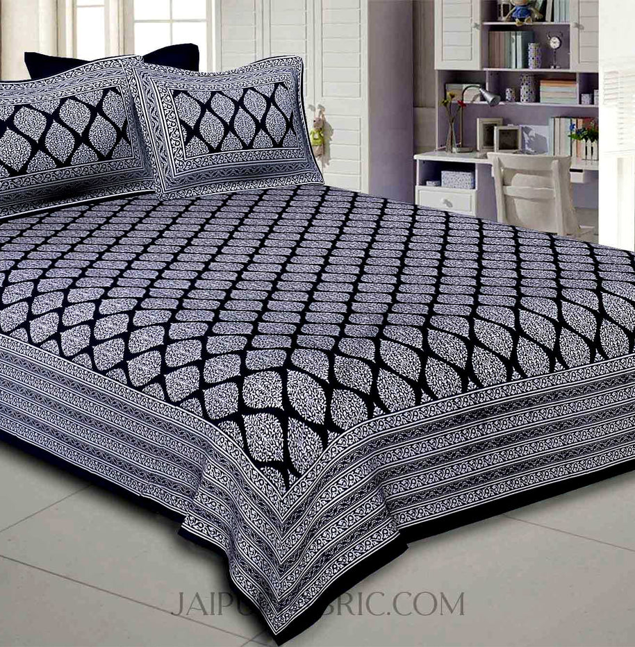 Lahariya Print Black Double Bedsheet