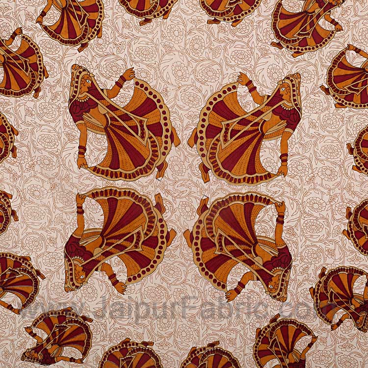 Double Bedsheet Brown Rajasthani Gujri Dance Cotton