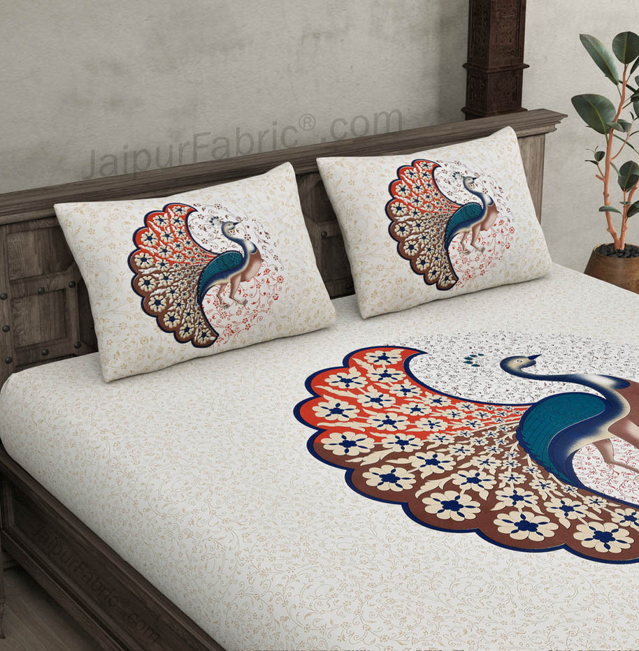 Twill Cotton Bedsheet Dancing Peacock