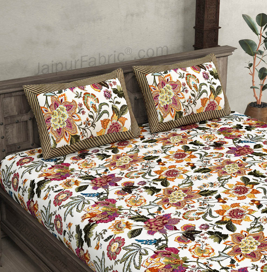 Pure Cotton 240 TC Double bedsheet autumn jungle