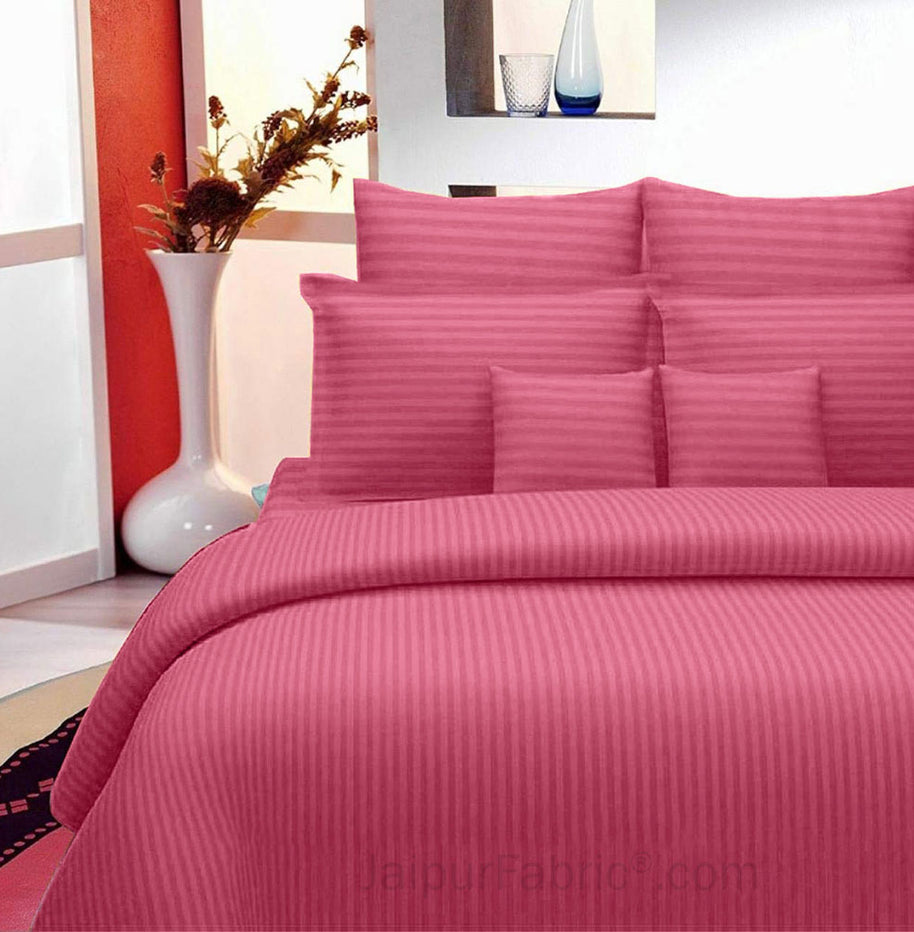 Thulian Pink Self Design 300 TC King Size Pure Cotton Satin Slumber Sheet for Double Bed with 2 pillow covers