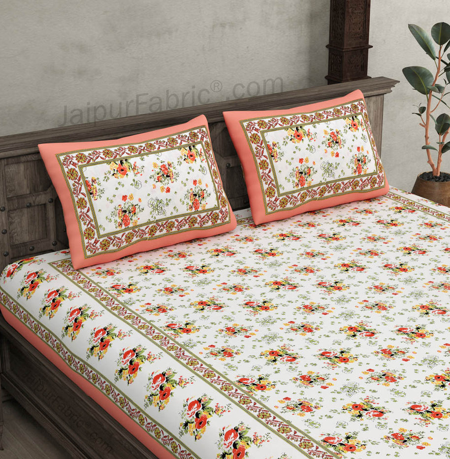 Pink Bunch of Flowers Double Bedsheet