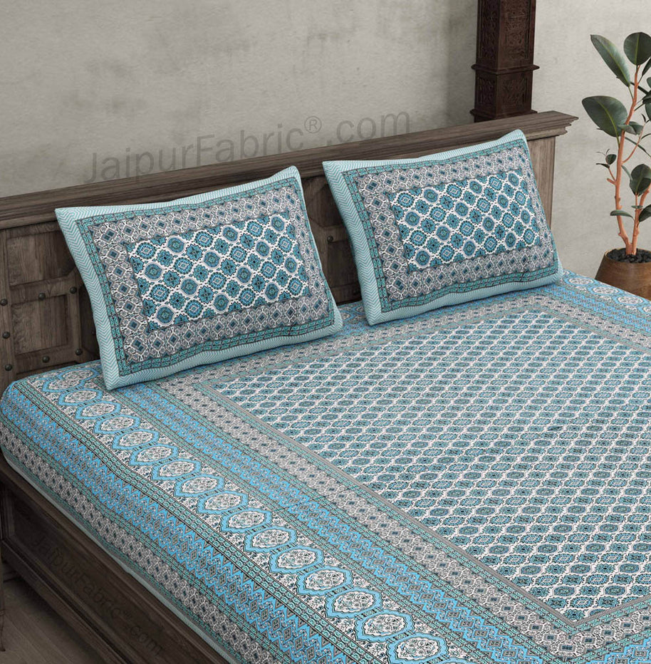 Ethnic Charm Blue Double Bedsheet