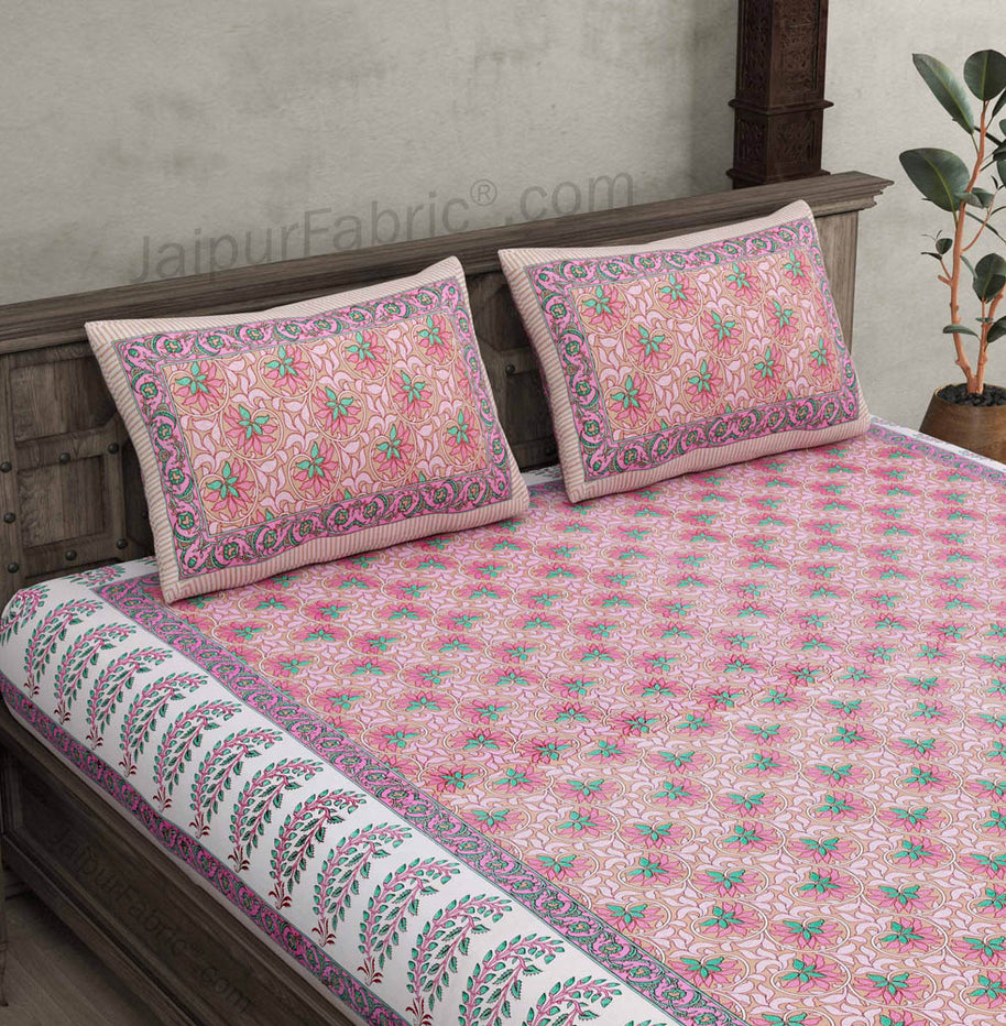 Lovely Lotus Peach Double Bedsheet