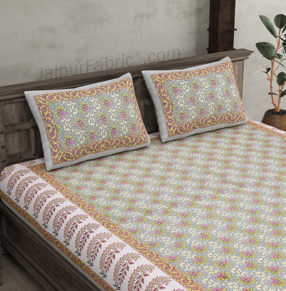 Lovely Lotus Colourful Double Bedsheet