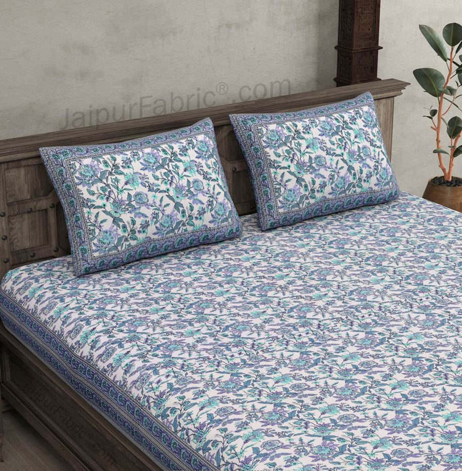 Fantastic Flowers Blue Double Bedsheet