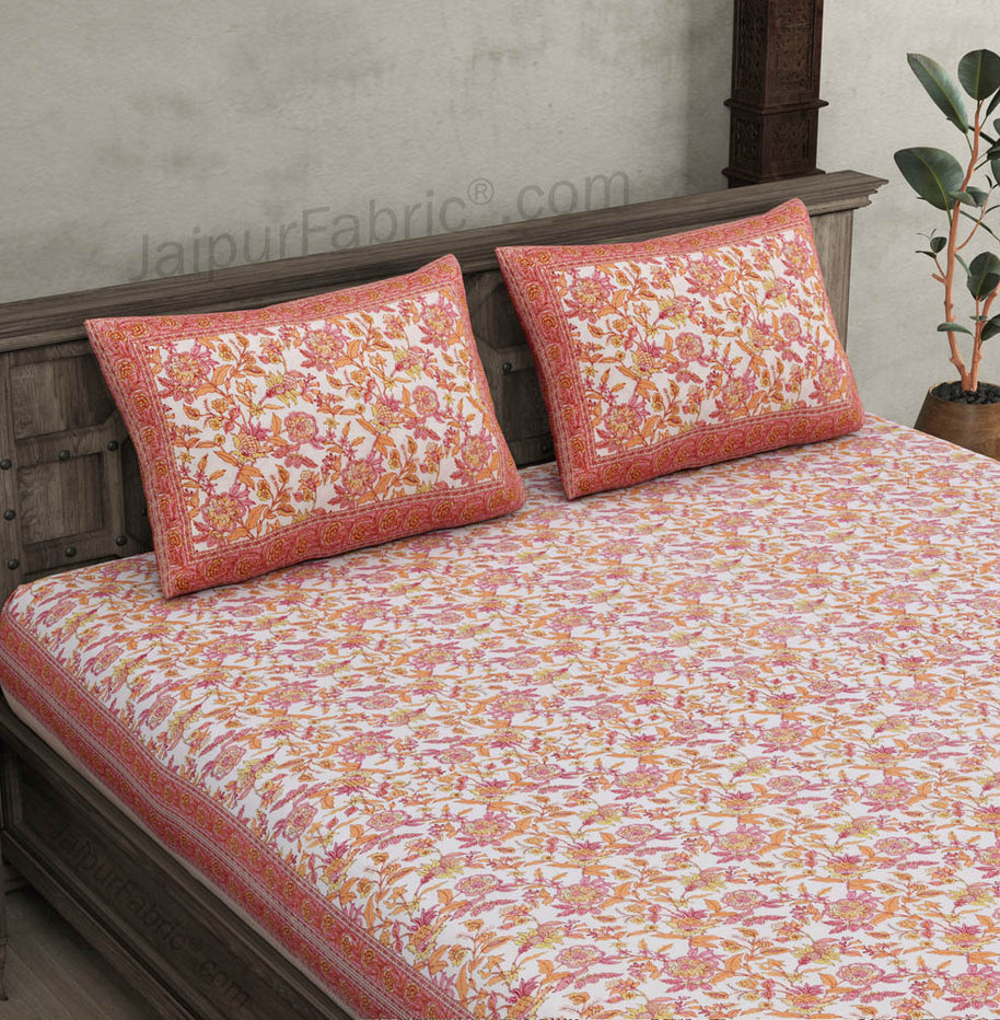 Fantastic Flowers Peach Double Bedsheet