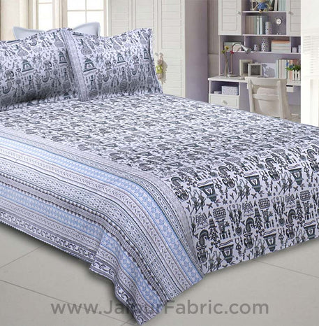 Tribal Art Blue Double Bedsheet