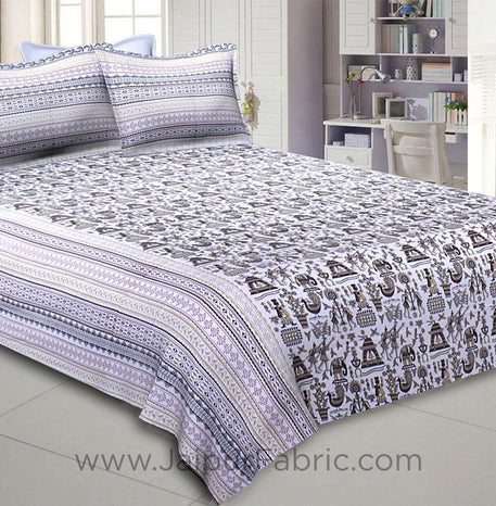 Tribal Art Brown Double Bedsheet