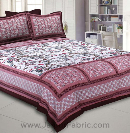 Nature Beauty Dark Pink Double Bedsheet