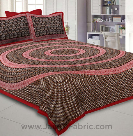 The Brown Circle of Life Red Border Double BedSheet