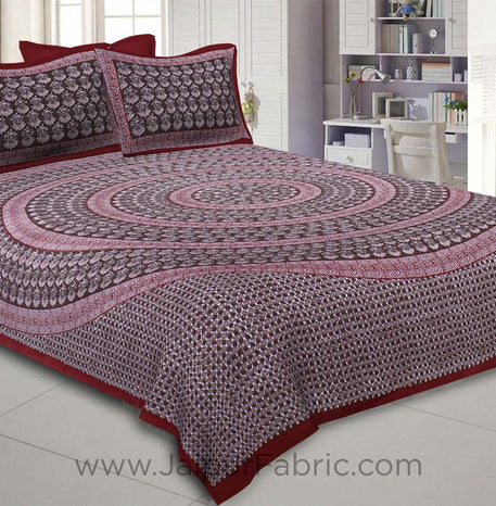 The Maroon Circle of Life Maroon Border Double BedSheet