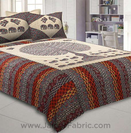 Traditional Wisdom Creamish Double BedSheet